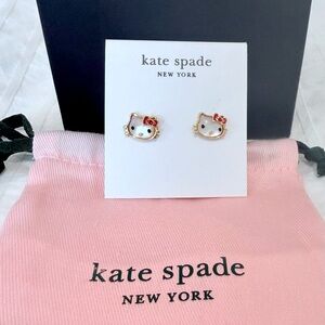 Kate Spade Gold and Red Kitty Earrings